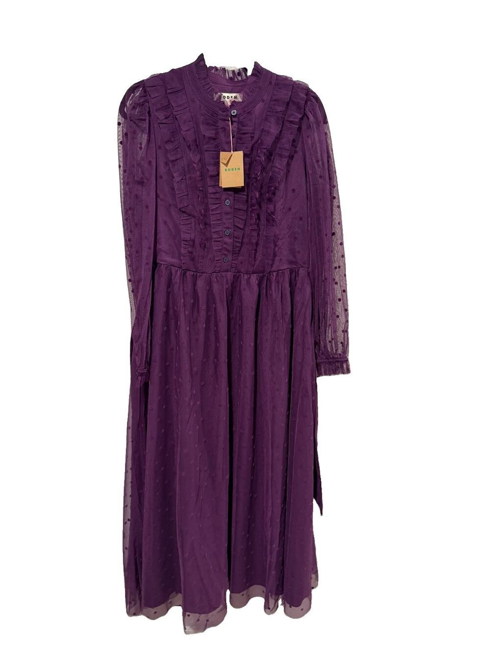 Boden Tulle Ruffle Maxi Dress Women’s Size 8 Viola Purple NWT